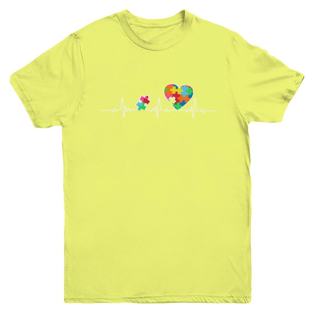 Autism Puzzle Heartbeat Autism Awareness Youth-Youth Shirt-