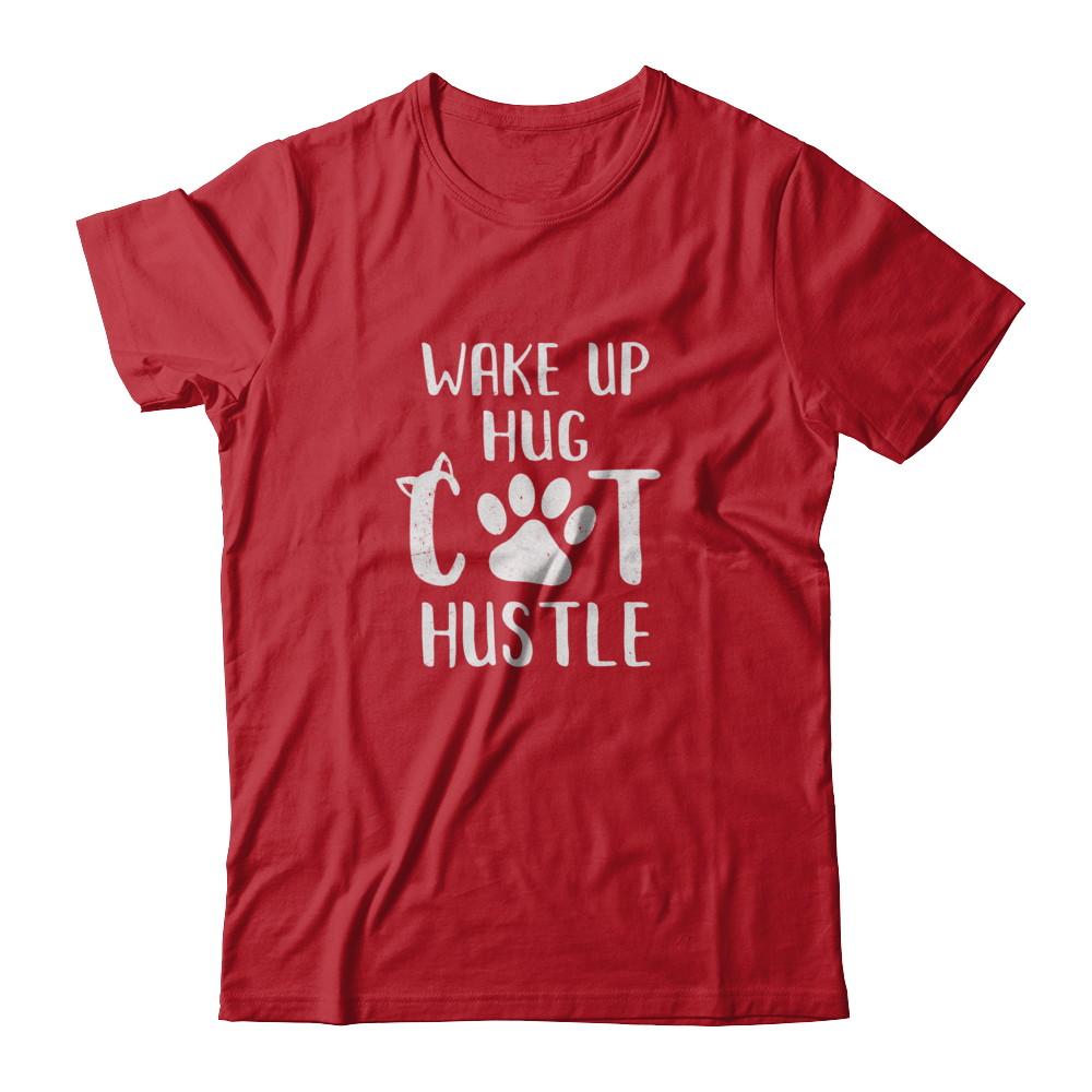 Wake Up Hug Cat Hustle Cats Lover Gift-T-Shirt & Tank Top-Classic T-Shirt-Red