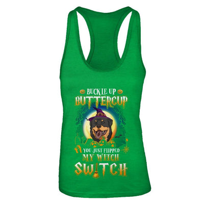 Buckle Up Buttercup Halloween Witch Rottweiler Costume-T-Shirt & Tank Top-Women's Ideal Racerback Tank-Kelly Green
