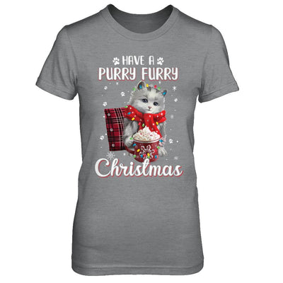 Have A Purry Furry Christmas Funny Holiday Xmas Cat-T-Shirt & Sweatshirt-Women's T-Shirt-Sport Grey