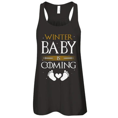 Winter Baby Is Coming Humor Maternity Pregnant-T-Shirt & Tank Top-Women's Flowy Racerback Tank-Black