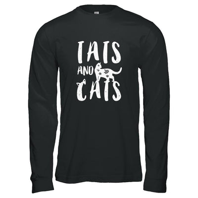 Funny Cat Tats Cat Tattoos Lover-T-Shirt & Tank Top-Long Sleeve T-Shirt-Black