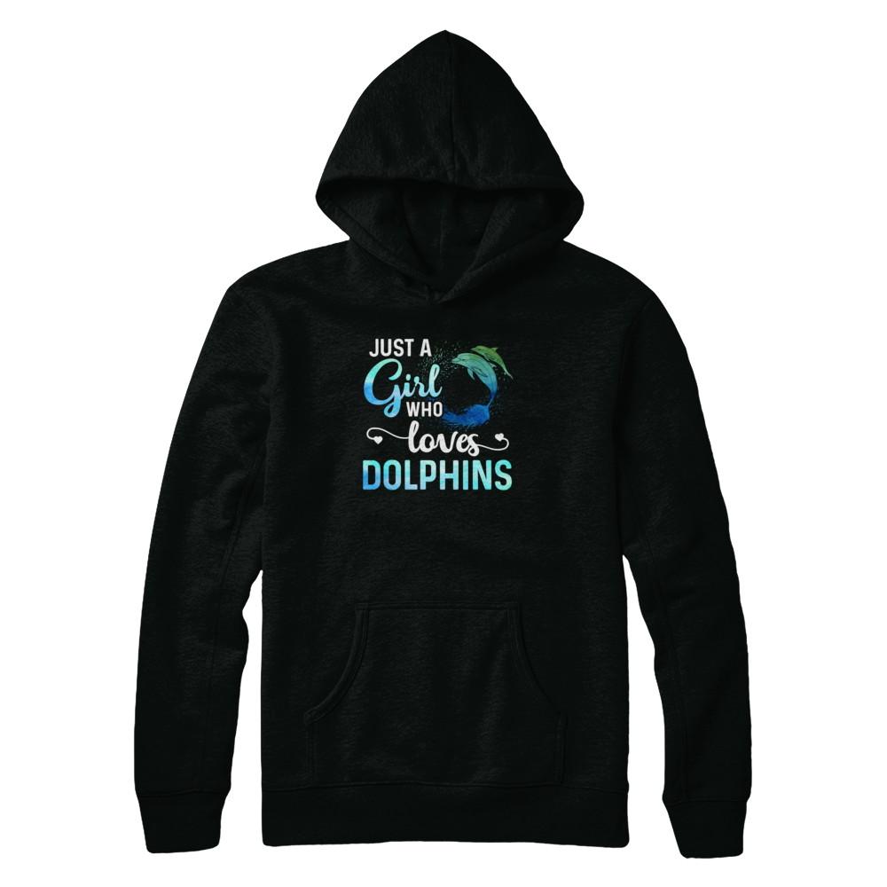 Just A Girl Who Loves Dolphins-T-Shirt & Tank Top-Pullover Hoodie-Black