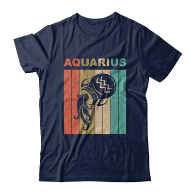 Vintage Aquarius Zodiac January February Birthday Gift-T-Shirt & Hoodie-Classic T-Shirt-Navy
