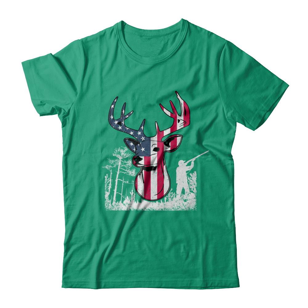 American Flag Hunting Dear Vintage 4Th July Gifts-T-Shirt & Hoodie-Classic T-Shirt-Kelly Green