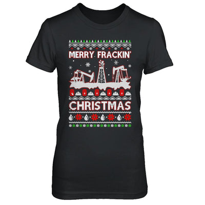 Oilfield Merry Fracking Christmas Ugly Sweater Gifts-T-Shirt & Sweatshirt-Women's T-Shirt-Black
