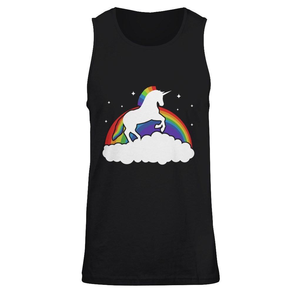 Totally Straight Unicorn Rainbow Gay Pride-T-Shirt & Hoodie-Unisex Tank-Black