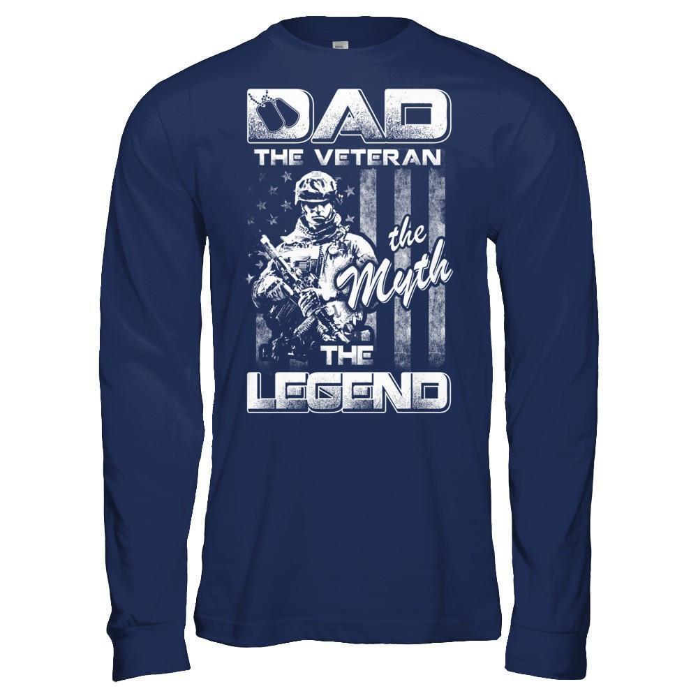 Dad The Veteran The Myth The Legend-T-Shirt & Hoodie-Long Sleeve T-Shirt-Navy