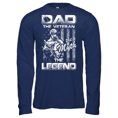 Dad The Veteran The Myth The Legend-T-Shirt & Hoodie-Long Sleeve T-Shirt-Navy