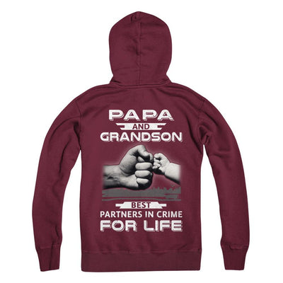 Papa And Grandson Best Partners In Crime For Life-T-Shirt & Hoodie-Pullover Hoodie-Maroon
