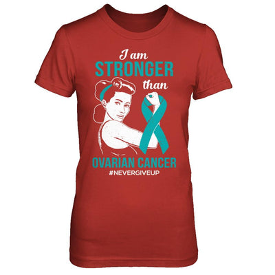 I Am Stronger Than Ovarian Cancer Awareness Support-T-Shirt & Hoodie-Women's T-Shirt-Red