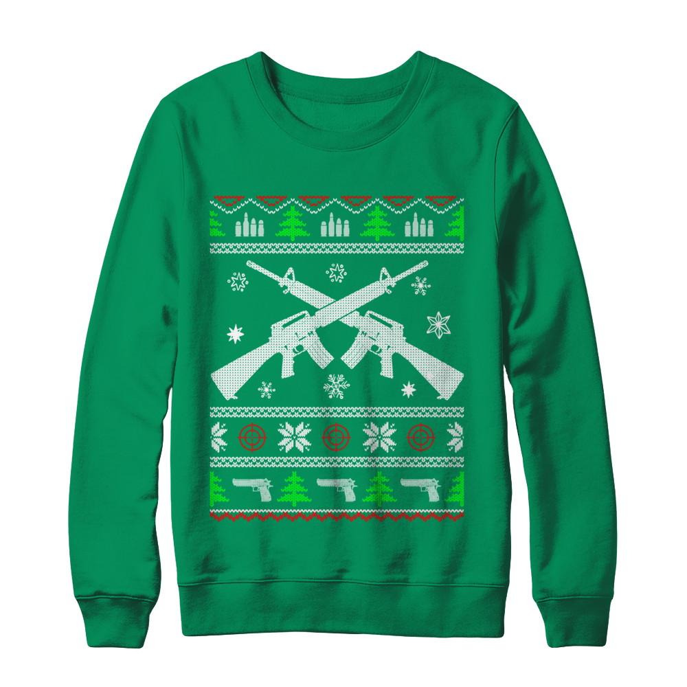 I Want Rifle Guns For Christmas Ugly Christmas Sweater-T-Shirt & Sweatshirt-Crewneck Sweatshirt-Irish Green