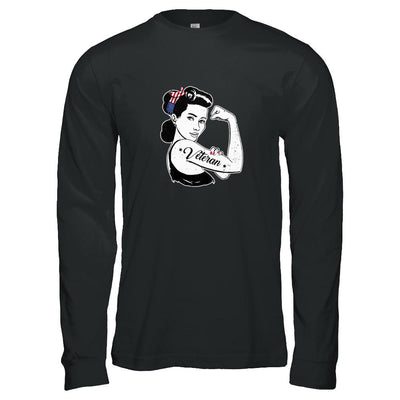 Woman Veteran Strong Girl America 4Th July-T-Shirt & Tank Top-Long Sleeve T-Shirt-Black