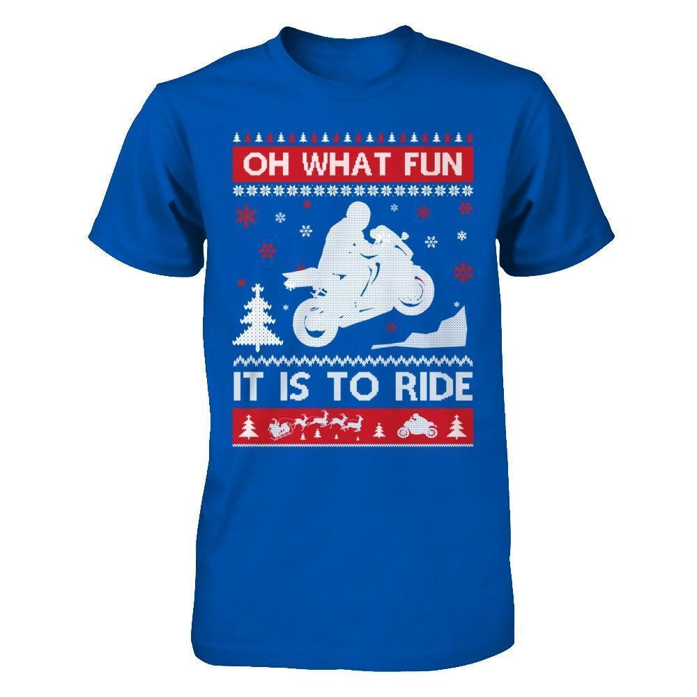 Motorbike Sweater Christmas Oh What Fun It Is To Ride-T-Shirt & Hoodie-Premium T-Shirt-Royal