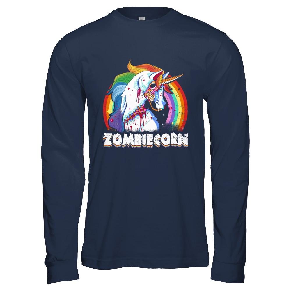 Zombiecorn Zombie Unicorn Halloween For Women-T-Shirt & Hoodie-Long Sleeve T-Shirt-Navy