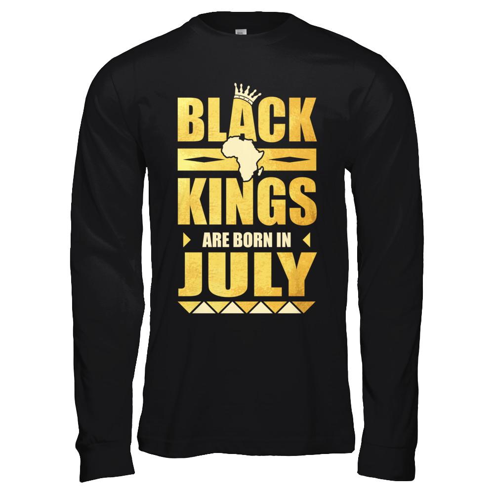Black Kings Are Born In July Birthday-T-Shirt & Hoodie-Long Sleeve T-Shirt-Black