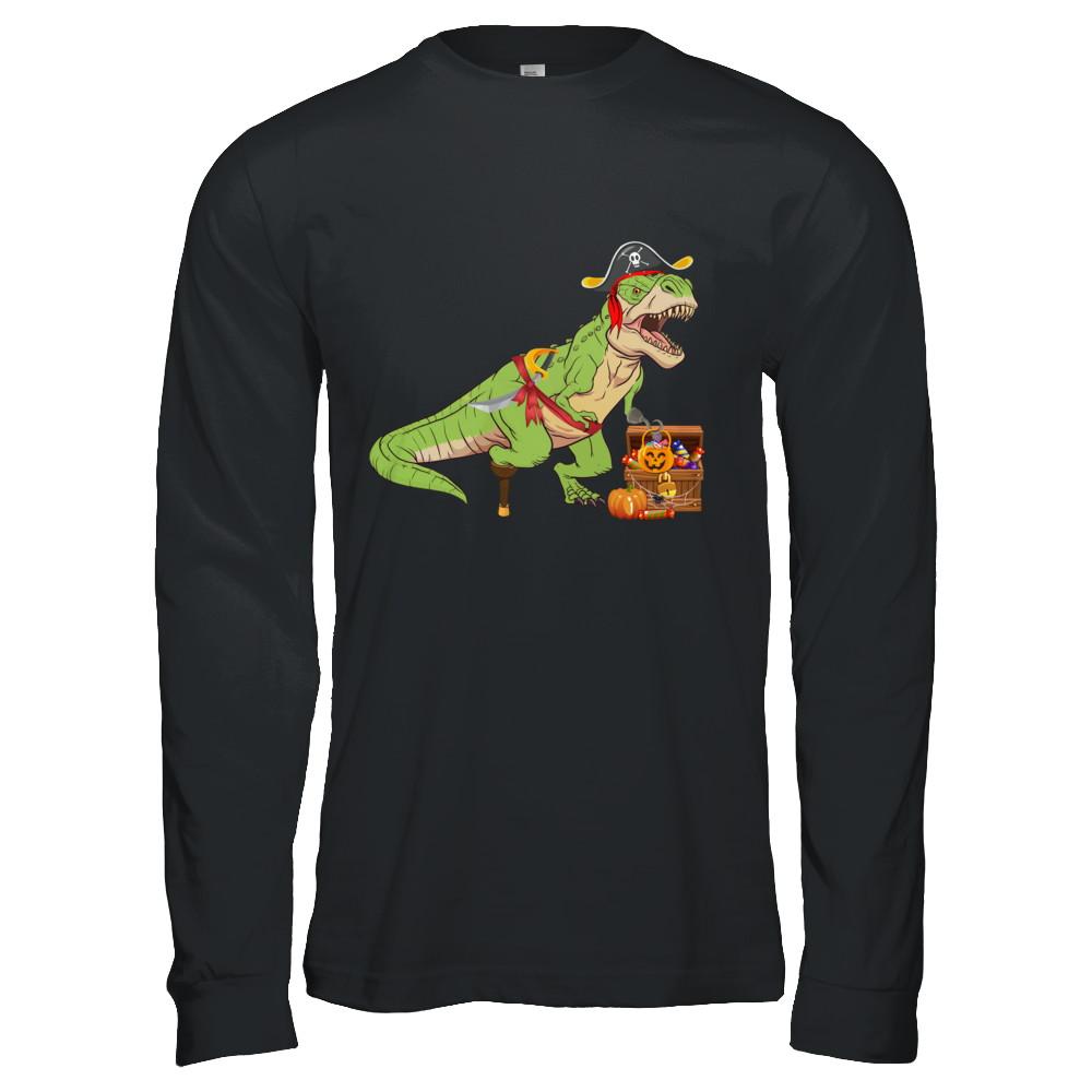 Dinosaurs T-Rex Pirate Halloween Saurus For Men Women-T-Shirt & Hoodie-Long Sleeve T-Shirt-Black
