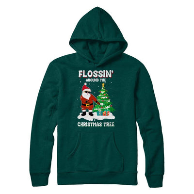 Flossin' Around The Christmas Tree Flossing Santa-T-Shirt & Hoodie-Pullover Hoodie-Deep Forest