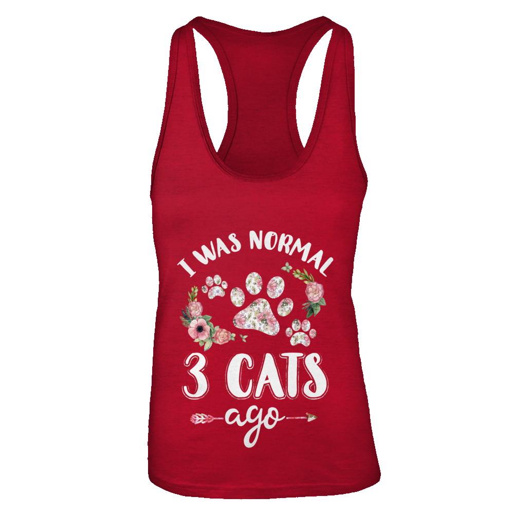 I Was Normal Three Cats Ago-T-Shirt & Tank Top-Women's Ideal Racerback Tank-Red