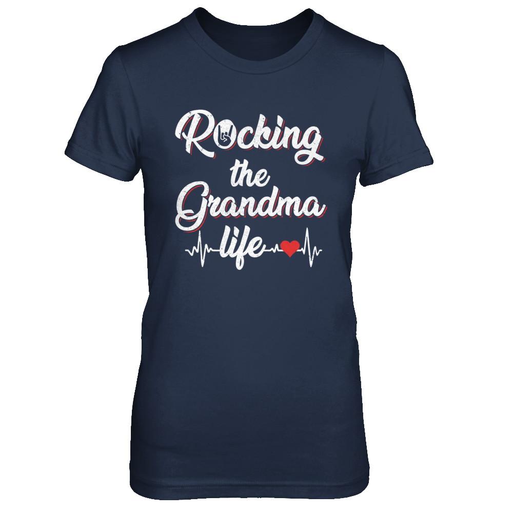 Rocking The Grandma Life Mothers Day Gifts-T-Shirt & Hoodie-Women's T-Shirt-Navy