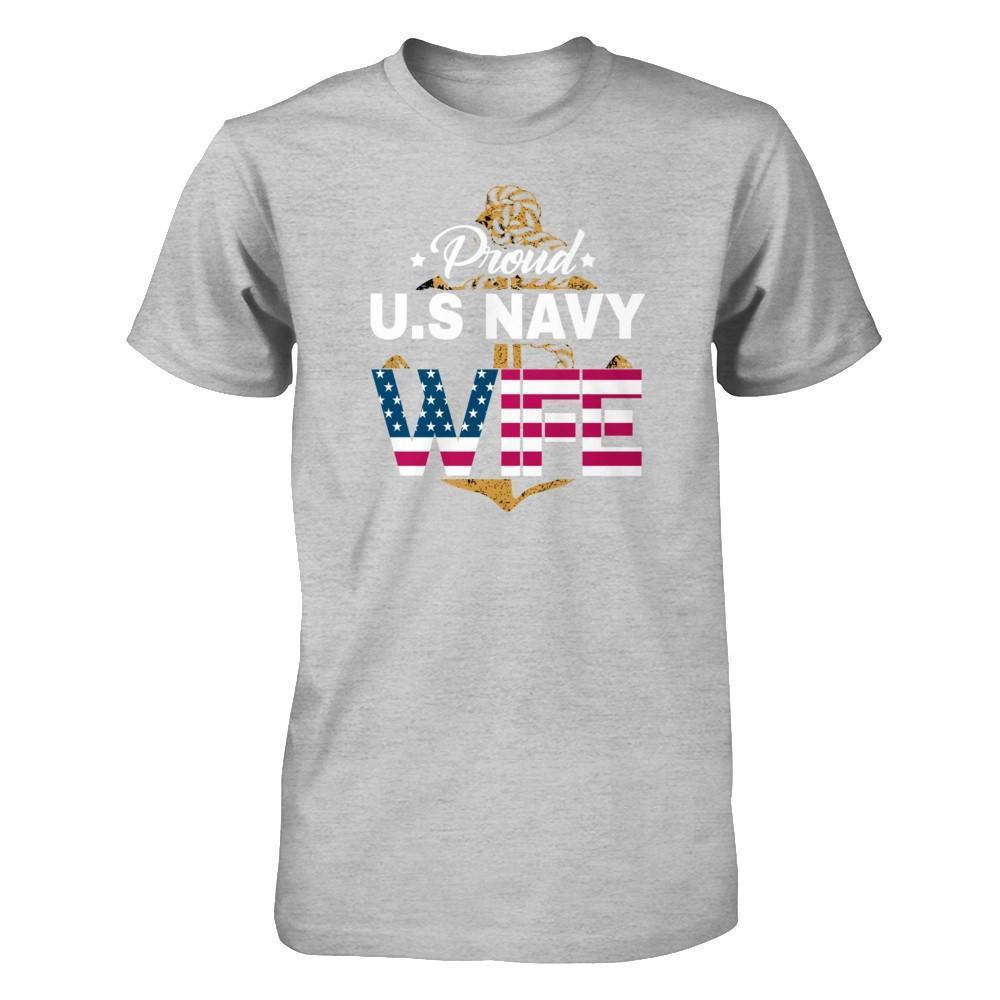 Proud US Navy Wife-T-Shirt & Hoodie-Premium T-Shirt-Heather Gray