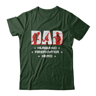 Dad Husband FIREFIGHTER Hero FireMan Fathers Day-T-Shirt & Hoodie-Classic T-Shirt-Forest Green
