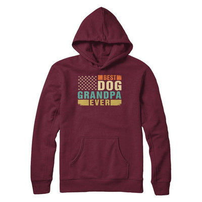 Vintage Retro BEST DOG GRANDPA EVER American Flag Fathers Day-T-Shirt & Hoodie-Pullover Hoodie-Maroon