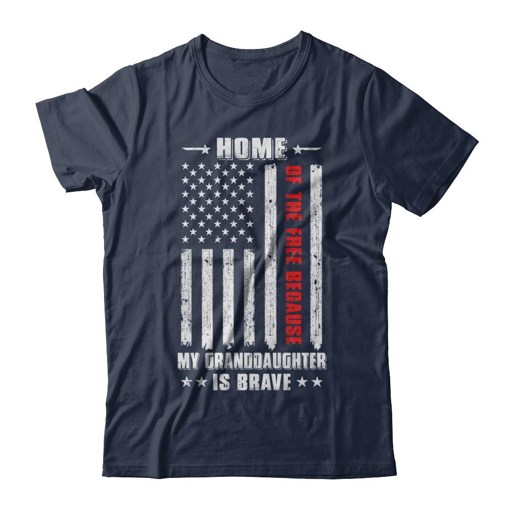 Home Of The Free Because My Granddaughter Is Brave Family-T-Shirt & Hoodie-Classic T-Shirt-Navy