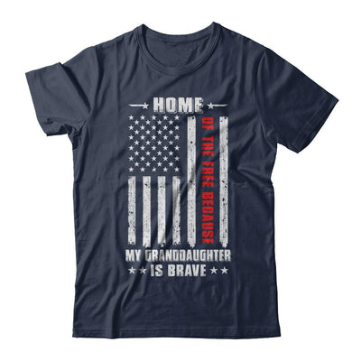 Home Of The Free Because My Granddaughter Is Brave Family-T-Shirt & Hoodie-Classic T-Shirt-Navy