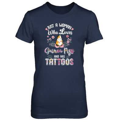 Just A Woman Who Loves Guinea Pigs And Has Tattoos-T-Shirt & Tank Top-Women's T-Shirt-Navy