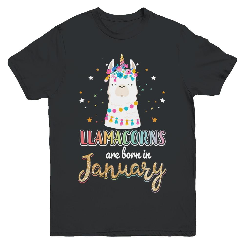 Llama Unicorn Llamacorns Born In January Birthday Gift Youth