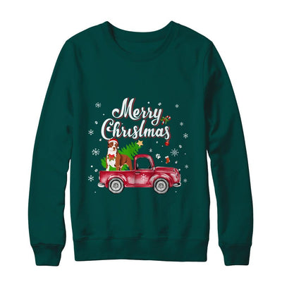 Pitbull Retriever Rides Red Truck Christmas Pajama-T-Shirt & Sweatshirt-Crewneck Sweatshirt-Deep Forest