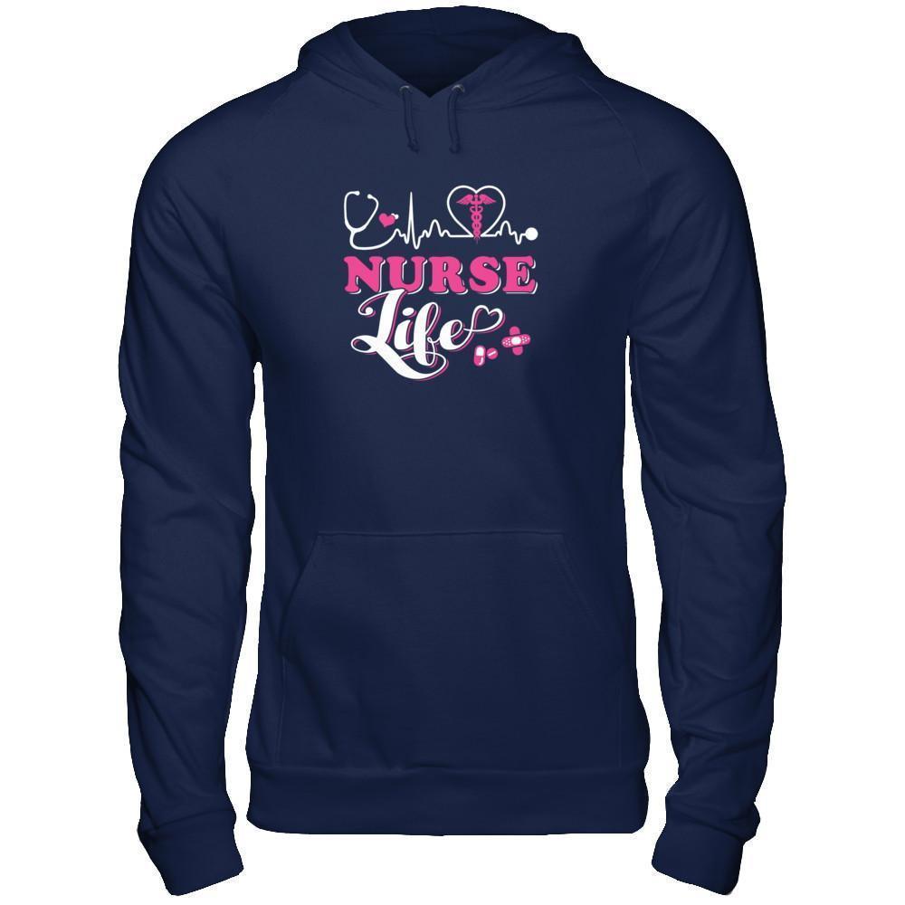 Nurse Life Lover-T-Shirt & Tank Top-Pullover Hoodie-Navy