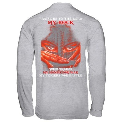Praise Be To The Lord My Rock Who Trains My Hands For War-T-Shirt & Hoodie-Long Sleeve T-Shirt-Sport Grey