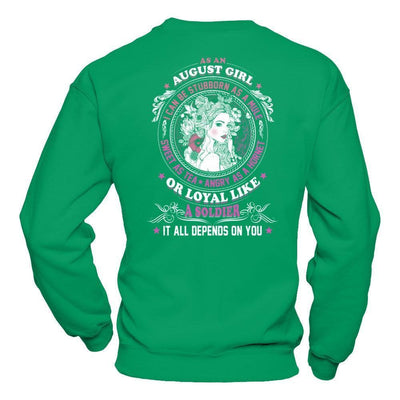 As An August Girl I Can Be Stubborn As A Mule-T-Shirt & Hoodie-Crewneck Sweatshirt-Irish Green
