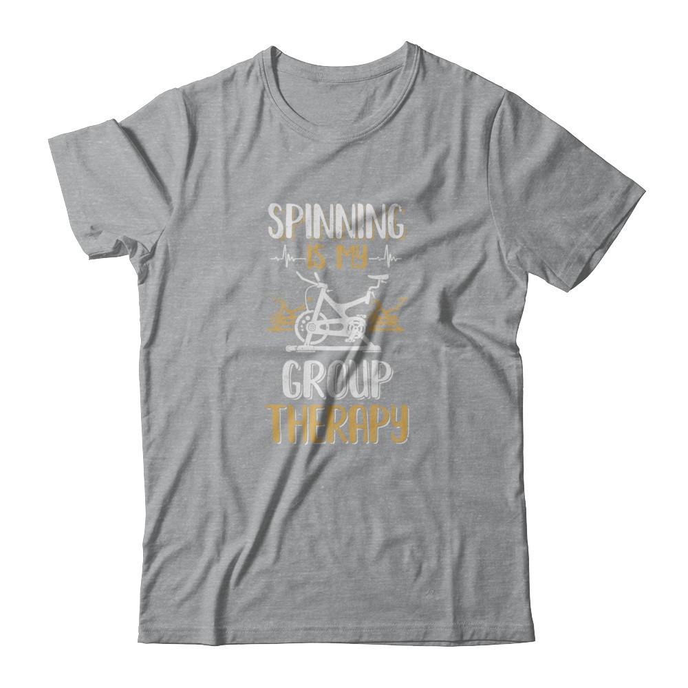 Fitness Gym Mom Spinning Is My Group Therapy-T-Shirt & Tank Top-Classic T-Shirt-Sport Grey