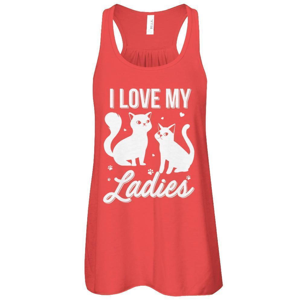 I Love My Ladies Funny Cats Lover-T-Shirt & Tank Top-Women's Flowy Racerback Tank-Red