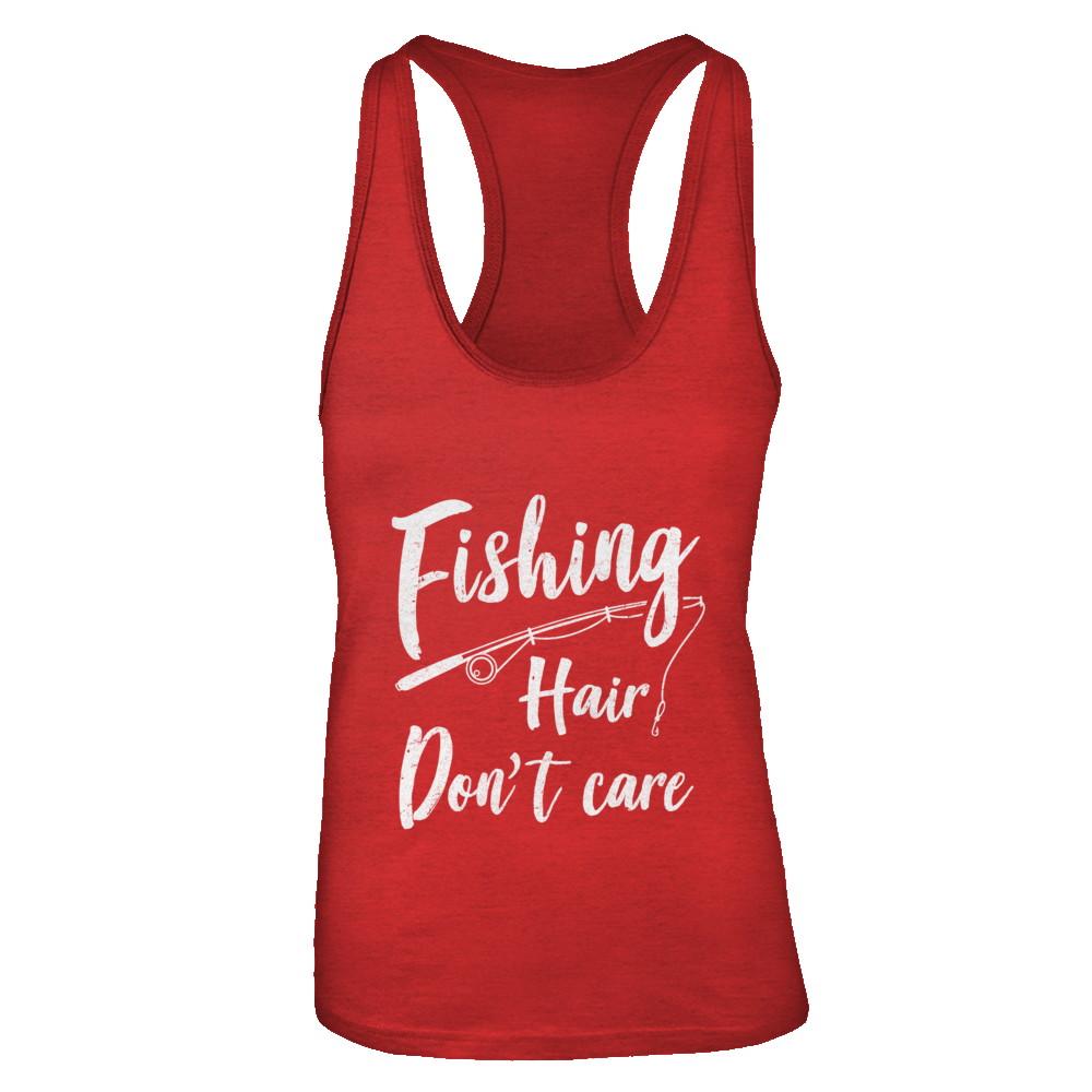 Fishing Hair Don't Care-T-Shirt & Tank Top-Women's Ideal Racerback Tank-Red