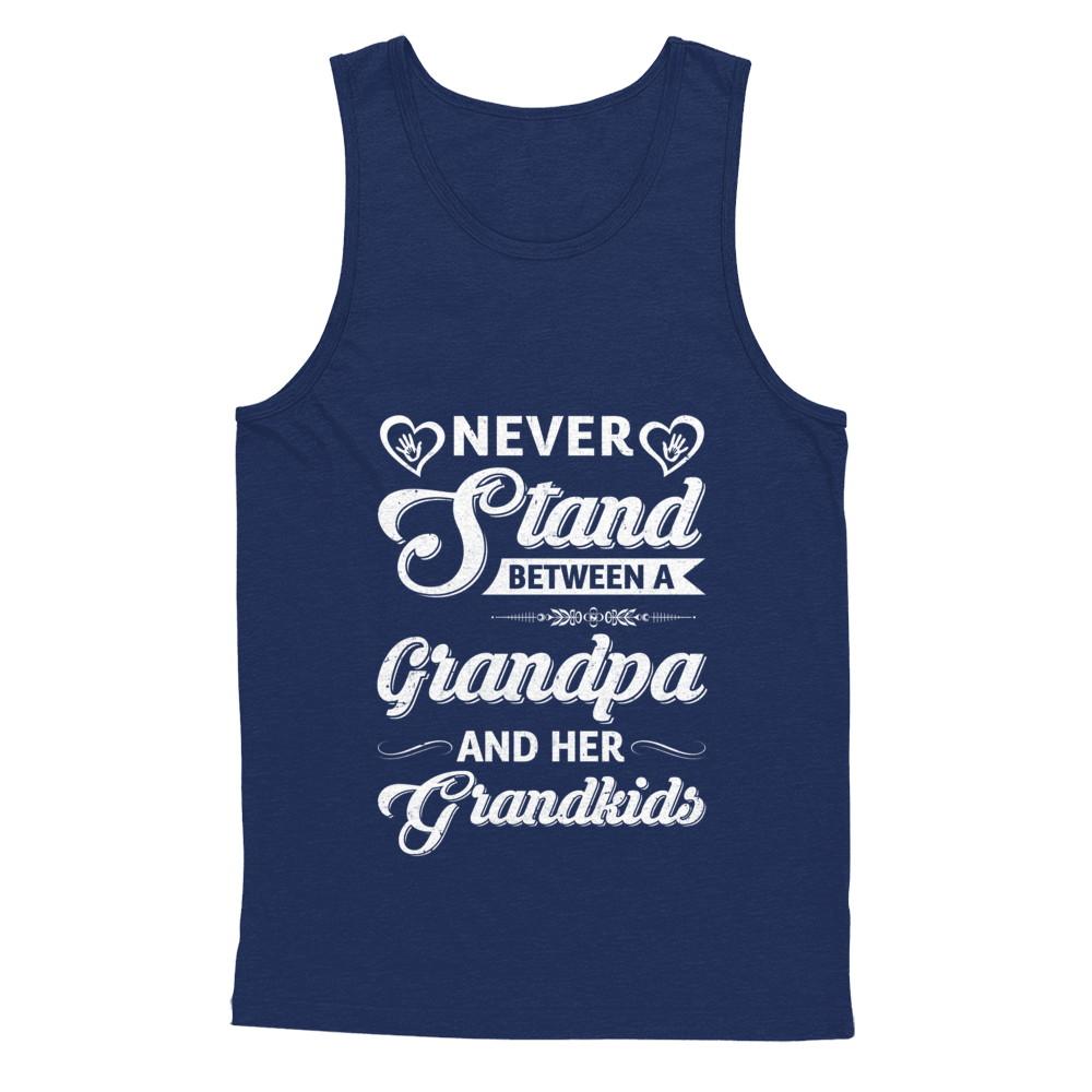 Never Stand Between A Grandpa And His Grandkids Fathers Day-T-Shirt & Tank Top-Unisex Tank-Navy