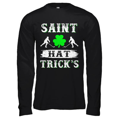 St Patricks Day Hockey Saint Hat Trick's Day-T-Shirt & Hoodie-Long Sleeve T-Shirt-Black