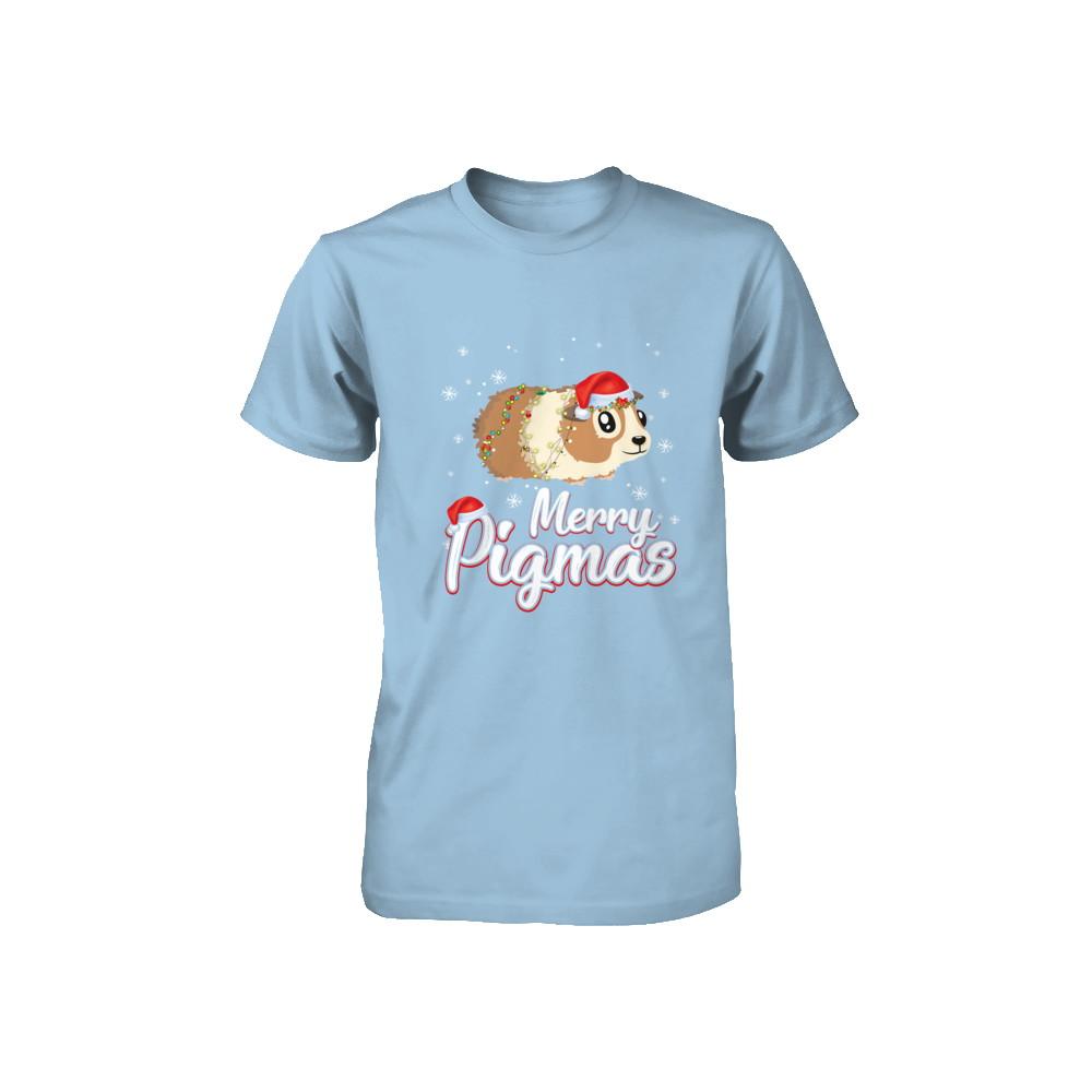 Merry Pigmas Funny Guinea Pig Santa Hat Christmas Gift Youth-Youth Shirt-Toddler T-Shirt-Light Blue