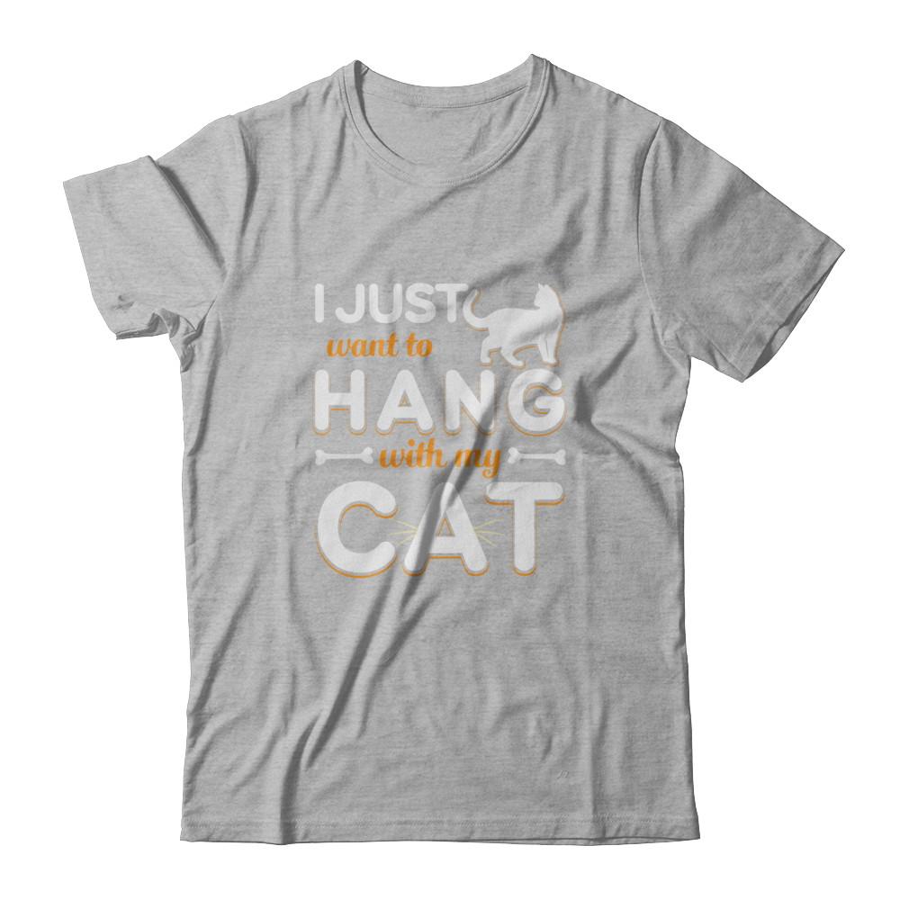 I Just Want To Hang With My Cat-T-Shirt & Tank Top-Premium T-Shirt-Heather Gray