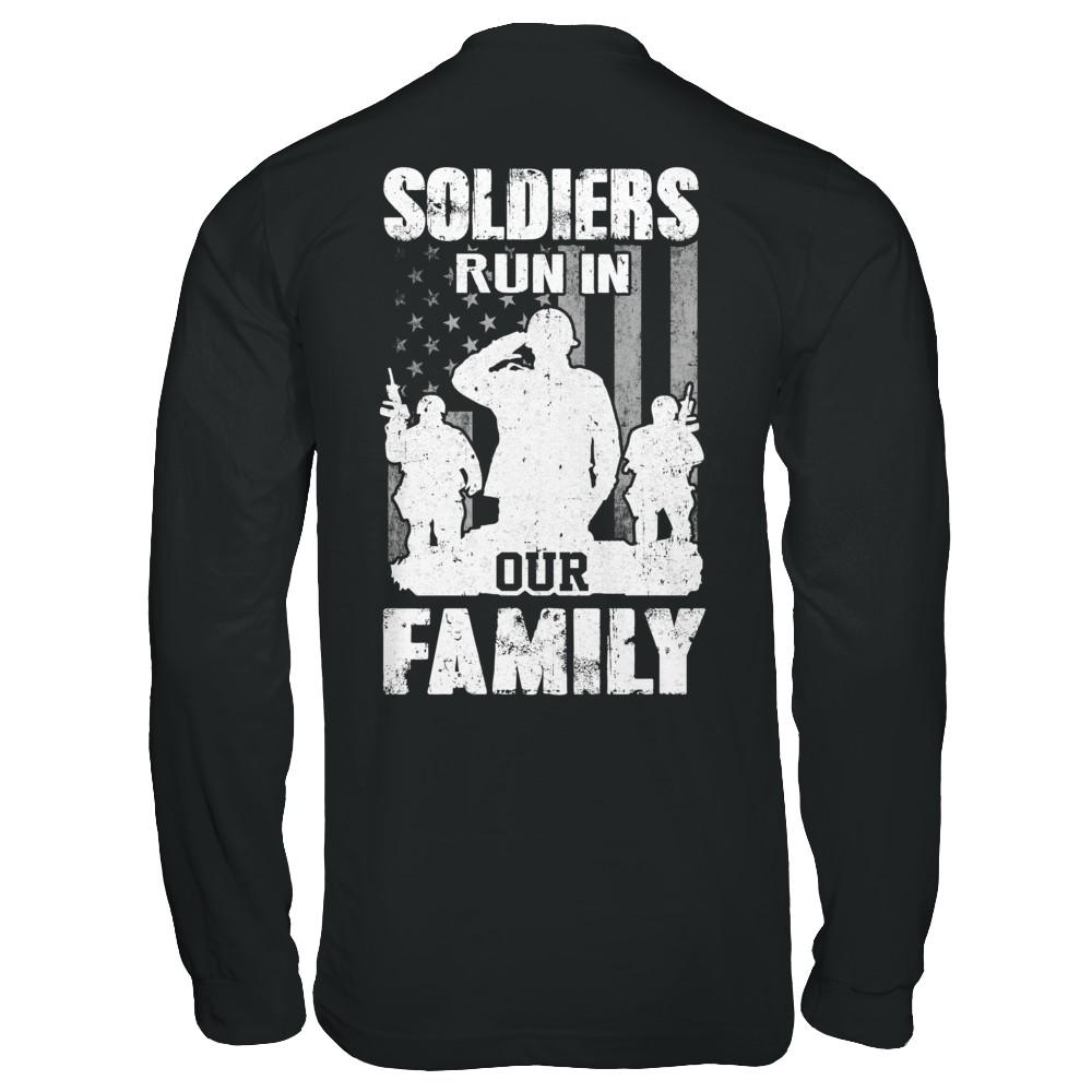 Soldiers Run In Our Family Veteran Dad Son-T-Shirt & Hoodie-Long Sleeve T-Shirt-Black
