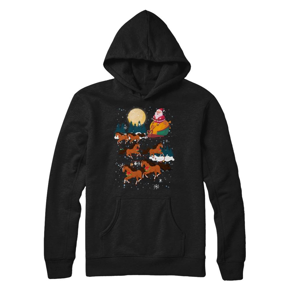 Funny Christmas Horse Reindeer Lover Santa Gift-T-Shirt & Sweatshirt-Pullover Hoodie-Black