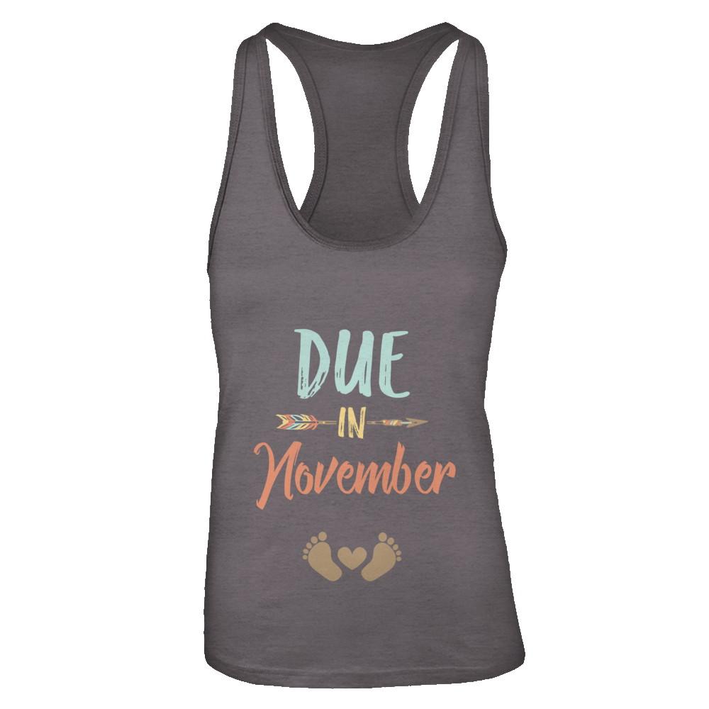 Due Date November 2021 Announcement Mommy Bump Pregnancy-T-Shirt & Tank Top-Women's Ideal Racerback Tank-Dark Grey