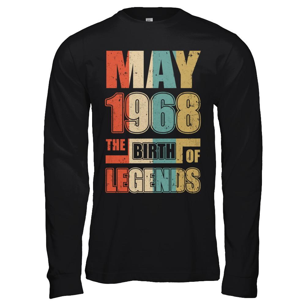 Vintage Retro May 1968 Birth Of Legends 53th Birthday-T-Shirt & Hoodie-Long Sleeve T-Shirt-Black