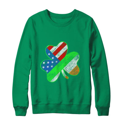 Vintage AMERICAN FLAG Ireland St Patricks Day-T-Shirt & Hoodie-Crewneck Sweatshirt-Irish Green