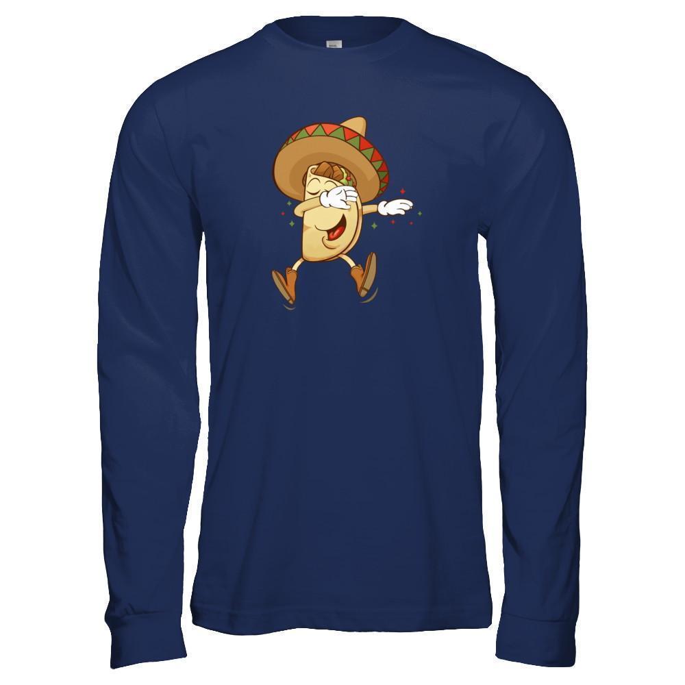 Dabbing Taco Mexican Food Lover-T-Shirt & Tank Top-Long Sleeve T-Shirt-Navy