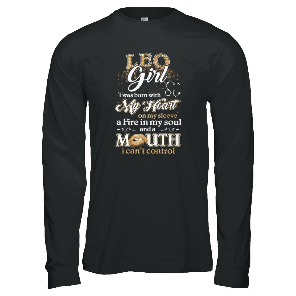 I'm A Leo Girl Lipstick July August Funny Zodiac Birthday-T-Shirt & Tank Top-Long Sleeve T-Shirt-Black