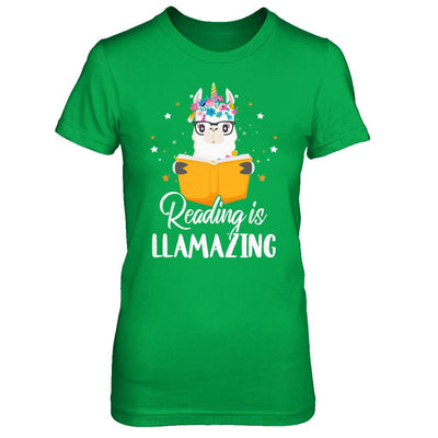 Reading Is Llamazing Llama Reading Book Lover-T-Shirt & Hoodie-Women's T-Shirt-Irish Green